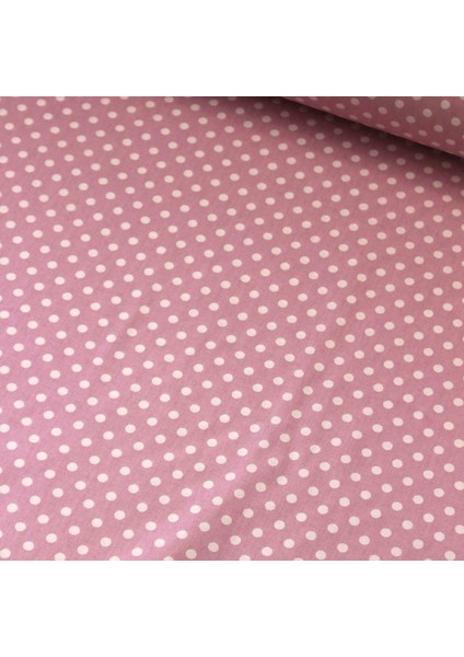 Koyu Pudra Zemin Beyaz Puantiye Nevresimlik Poplin Kumaş