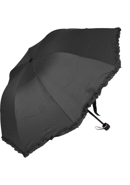 Siyah Çiçek Açan (Sihirli) Kadın Şemsiye
