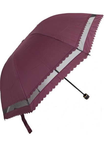 Bordo Dantelli Kadın Şemsiye