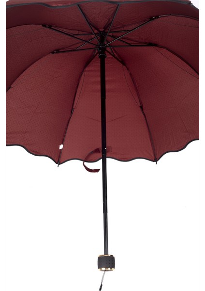 Bordo Mini Puantiye Kadın Şemsiye modelleri