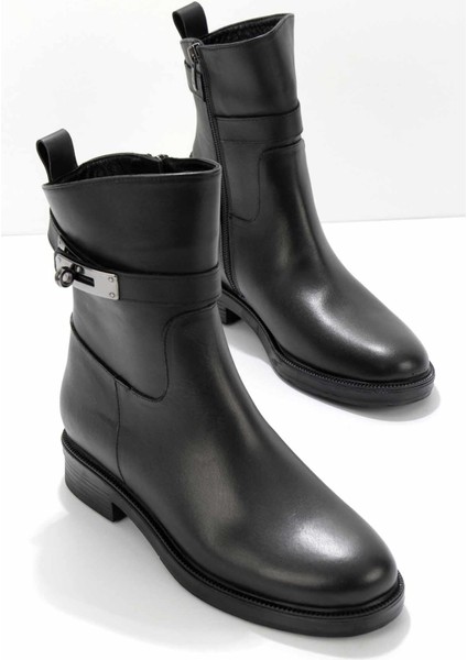 Siyah Leather Kadın Bot & Bootie K025312056