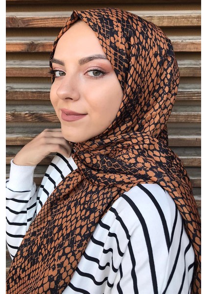 Stella Snake Desen Pamuklu Şal Turuncu