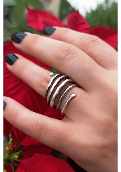 Antik Gümüş Kaplama Spiral Şekilli El Yapımı Ayarlanabilir Yüzük fiyatları