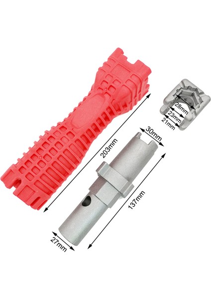 Taşınabilir Musluk Lavabo Yükleyici Aracı Çok Amaçlı Musluk Anahtarı Anahtarı Kase Çift Kafa Kare Kırmızı (Yurt Dışından)