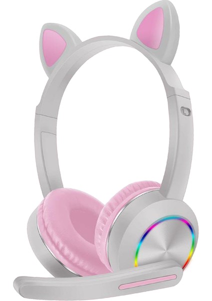Baosity Bluetooth Kulaklık Kedi Kulak Kulaklık LED Işık Kulaklık W / Mic Pembe Gri (Yurt Dışından) fiyatları