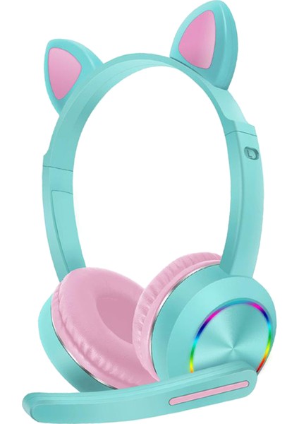 Bluetooth Kulaklık Kedi Kulak Kulaklık LED Işık Kulaklık W / Mic Mavi Pembe (Yurt Dışından) modelleri