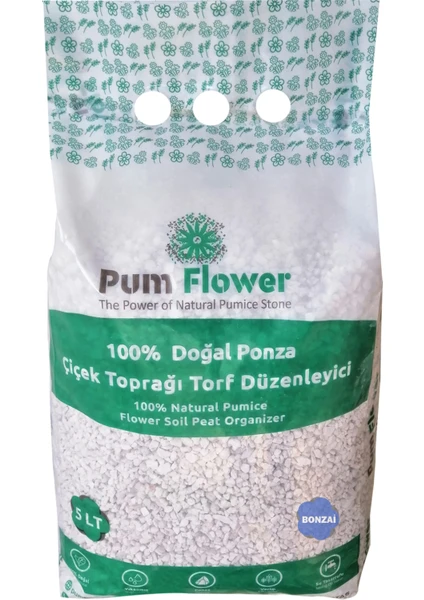 Pumice World Pum Flower Bonsai Toprağı Torfu, 5 Litre, Ponza, Torf Düzenleyici