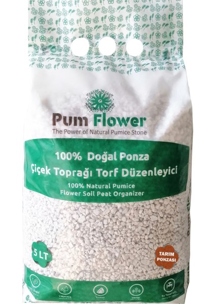 Pumice World Pum Flower Tarım Toprağı Torfu, 5 Litre, Ponza, Torf Düzenleyici