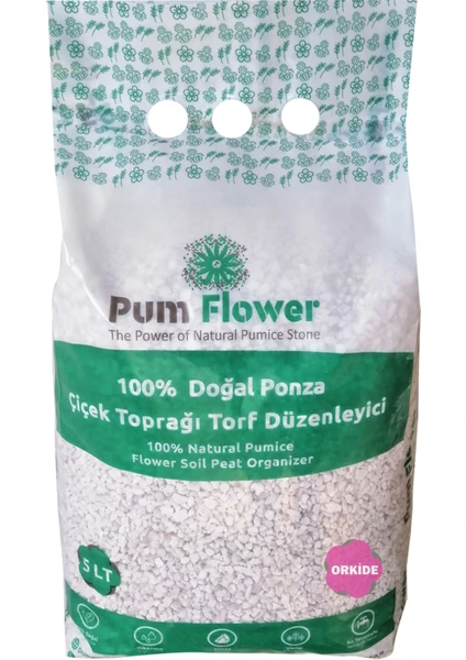 Pumice World Pum Flower Orkide Toprağı Torfu, 5 Litre, Ponza, Torf Düzenleyici