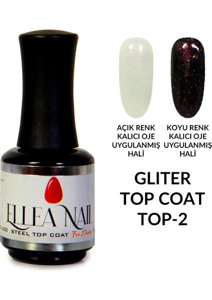 Ellea Naıl Simli Kalıcı Oje Serisi Glıtter Top Coat Top-2