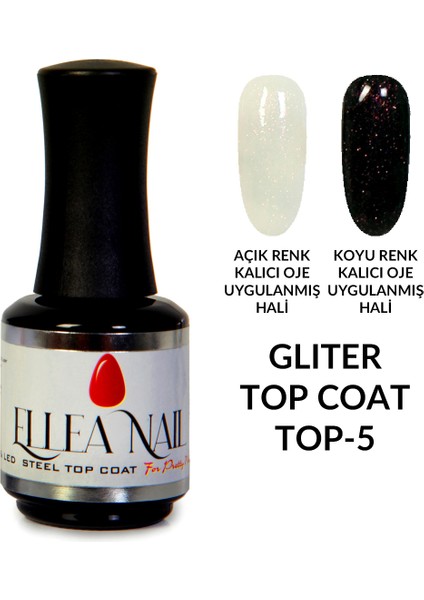 Ellea Naıl Simli Kalıcı Oje Serisi Glıtter Top Coat Top-5
