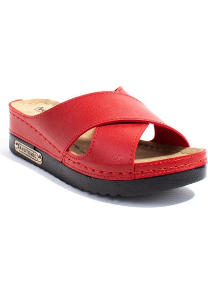 DZA37-3029 Kırmızı Günlük Ortopedik Kadın Terlik