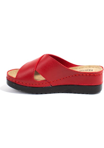 DZA37-3029 Kırmızı Günlük Ortopedik Kadın Terlik modelleri