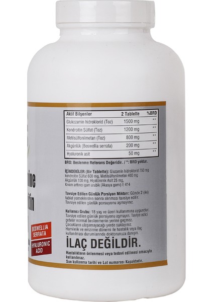 Glucosamine + Chondroitin + Msm + Boswellia Serrata + Hyaluronic Acid 300 Tablet fiyatları