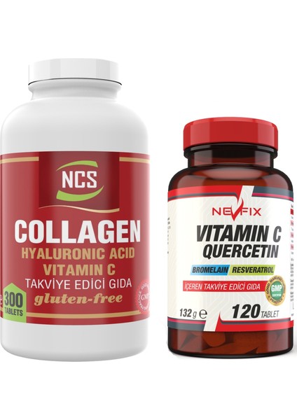 Collagen Hyaluronic Acid 300 Tablet & Nevfix Vitamin C 120 Tablet