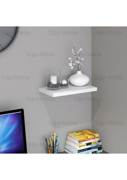 Beyaz Duvar Rafı Mdflam Parça Raf Uçan Raf 50X20