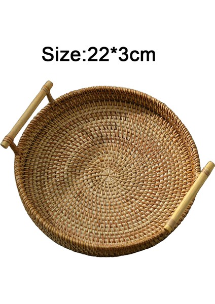 Handwoven Ekmek Sepeti Hasır Depolama Tepsi Çay Içecekler Snack Ev Dekor 22X3 cm (Yurt Dışından)