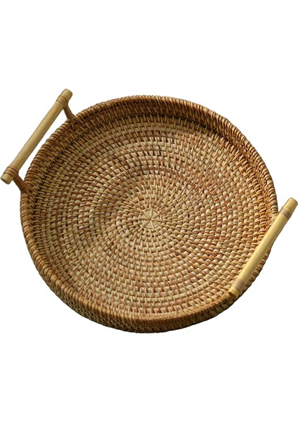 Handwoven Ekmek Sepeti Hasır Depolama Tepsisi Çay Içecekler Aperatif Ev Dekor 24X3 cm (Yurt Dışından)