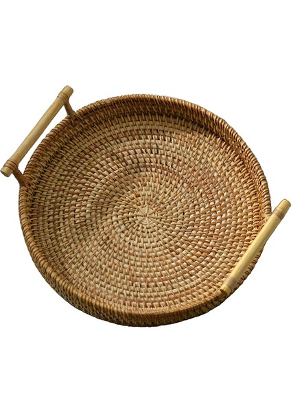 Handwoven Ekmek Sepeti Hasır Depolama Tepsisi Çay Içecekler Aperatif Ev Dekor 24X3 cm (Yurt Dışından)