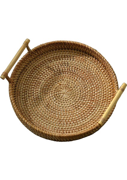 Handwoven Ekmek Sepeti Hasır Depolama Tepsisi Çay Içecekler Aperatif Ev Dekor 24X3 cm (Yurt Dışından)