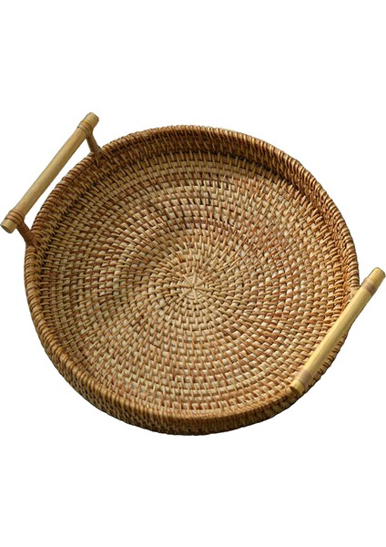 Handwoven Ekmek Sepeti Hasır Depolama Tepsisi Çay Içecekler Aperatif Ev Dekor 24X3 cm (Yurt Dışından)