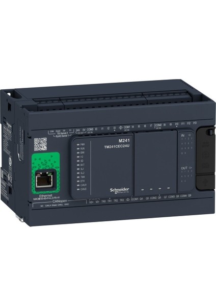 TM241CEC24T | Schneider Modicon M241 24 Giriş/çıkış Ethernet, Can Open Haberleşmeli Kontrolör - 14 Dijital Giriş, 10 Dijital Çıkış - TM241CEC24T