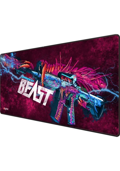 Gaming Oyuncu Mousepad 90X40 XXL Kaymaz Taban BEAST 4mm Kalınlık