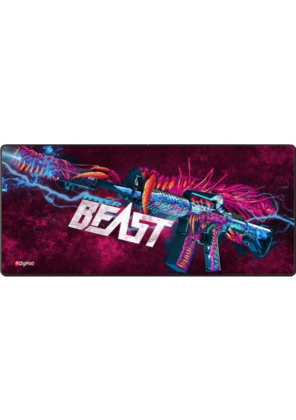 Gaming Oyuncu Mousepad 90X40 XXL Kaymaz Taban BEAST 4mm Kalınlık