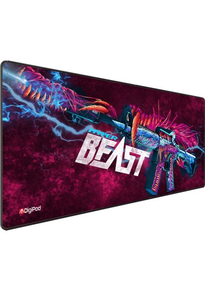 Gaming Oyuncu Mousepad 90X40 XXL Kaymaz Taban BEAST 4mm Kalınlık