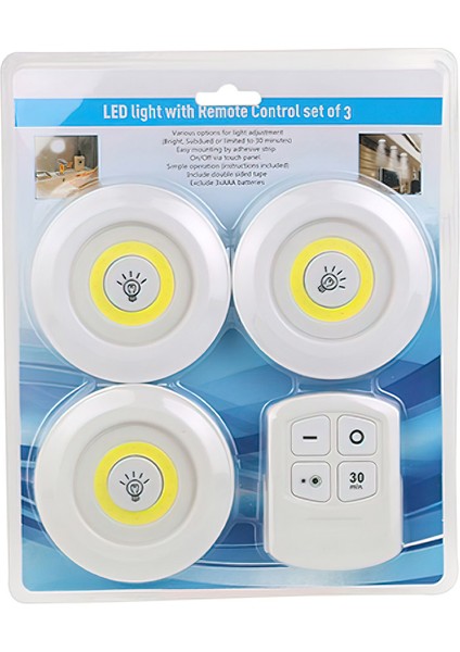 Uzaktan Kumandalı Kablosuz LED Spot Lamba 3lü