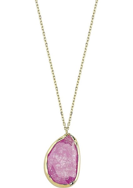 Altın Kolye Pembe Taşlı 14 Ayar 1.50 Gram
