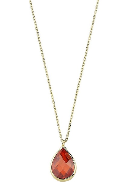 14 Ayar Altın Kolye Kırmızı Taşlı 1.10 Gram