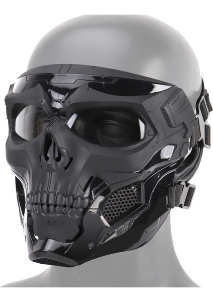 Kafatası Taktik Maske Paintball Cs Tam Yüz Kask Cosplay Siyah (Yurt Dışından)