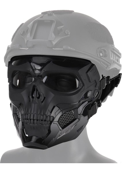 Kafatası Taktik Maske Paintball Cs Tam Yüz Kask Cosplay Siyah (Yurt Dışından)