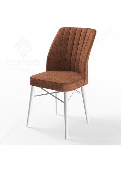 Concept Canisa Eva Serisi Beyaz Mdf 80 x 132 cm Açılabilir Mutfak Masa Takımı/kiremit