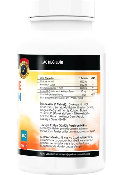Kollajen Glukozamine Kondroitin Msm Vitamin D 180 Tablet fiyatları