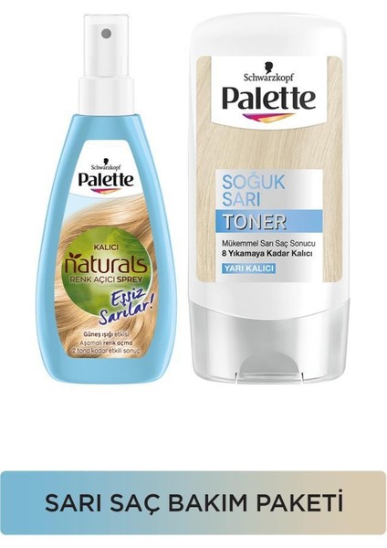 Sarı Saçlara Özel Bakım Seti Kalıcı Doğal Renkler Renk Açıcı Sprey + Palette Soğuk Sarı Toner