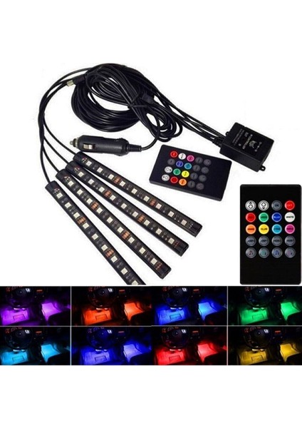 Alen Hiper Araç Içi Aydınlatma Kumandalı Arlı 9 LED Ayak Altı LED - 7 Renk Rg Model1-9ledmüziğe Duy