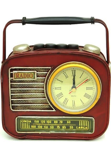 Dekoratif Metal Radyo Saatli Kumbara Vintage Biblo Hediyelik