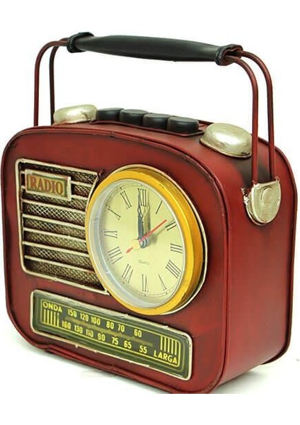 Dekoratif Metal Radyo Saatli Kumbara Vintage Biblo Hediyelik