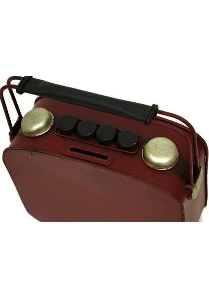 Dekoratif Metal Radyo Saatli Kumbara Vintage Biblo Hediyelik