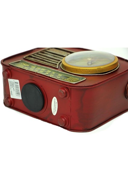 Dekoratif Metal Radyo Saatli Kumbara Vintage Biblo Hediyelik