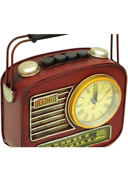Dekoratif Metal Radyo Saatli Kumbara Vintage Biblo Hediyelik