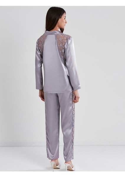 Kadın Gelin Dantelli Saten Pijama Takımı 1438 modelleri