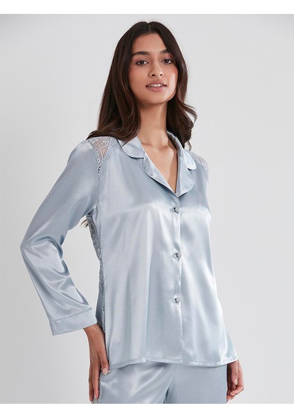 Kadın Gelin Dantelli Saten Pijama Takımı 1438 fiyatları