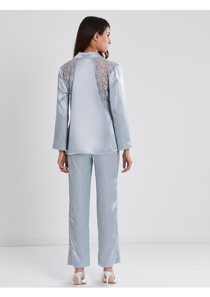 Kadın Gelin Dantelli Saten Pijama Takımı 1438 modelleri