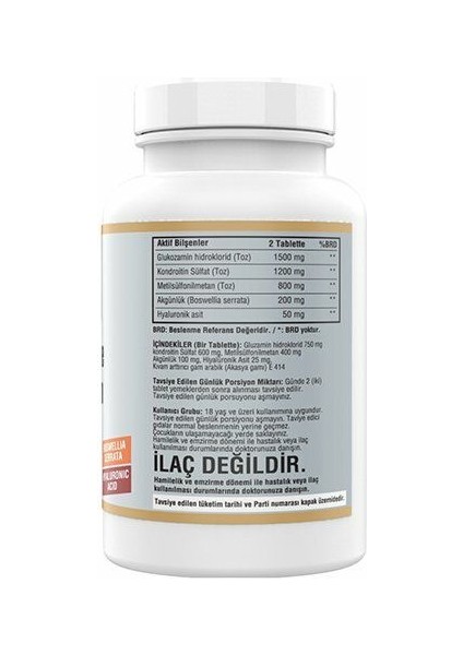 Glucosamine Chondroitin Msm Hyaluronic Acid 120 Tablet fiyatları