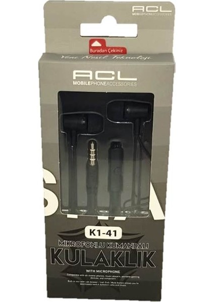 Mikrofonlu Kumandalı Kulaklık K1-41