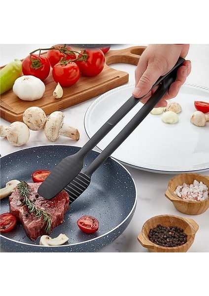 Gnarp Tarz Servis ve Izgara Maşası Yanmaz Yapışmaz Silikon Maşa Kaymaz Barbekü Maşası