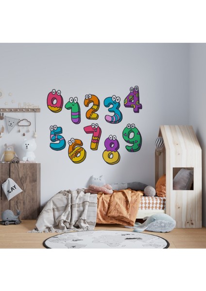Sticker Master Sevimli Sayılar Etiket Çıkartma Duvar Çocuk Odası Oto Motor Pc Etiket